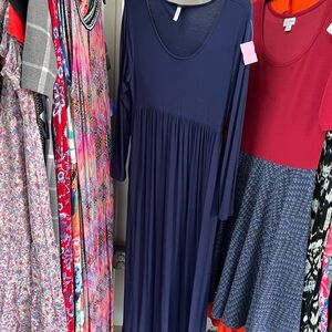 Chic Long Sleeve Navy Dress